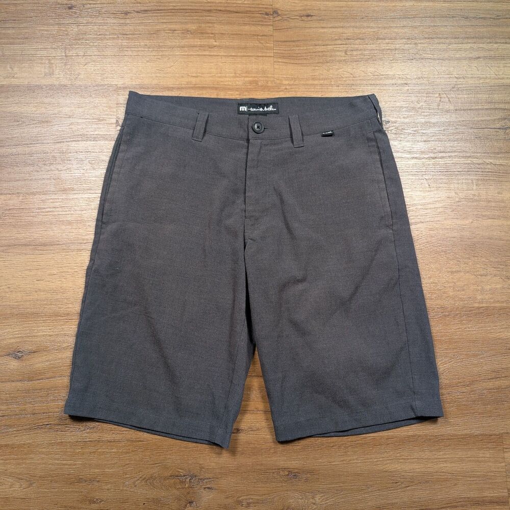 Travis Mathew Chino Shorts Mens 32 Gray Flat Front 10" Inseam Golf Travel